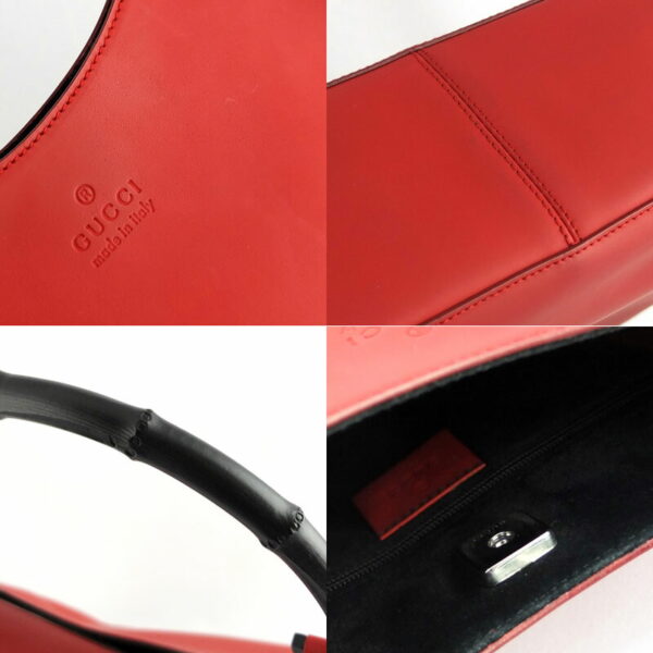 10004106 10 Gucci Bamboo Shoulder Bag Red Black