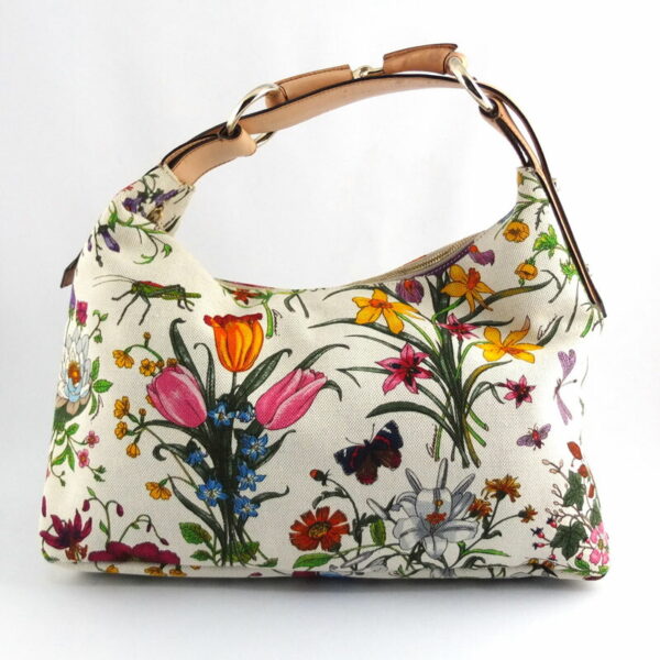 10004112 1 Gucci Horsebit Flora Bag Ivory