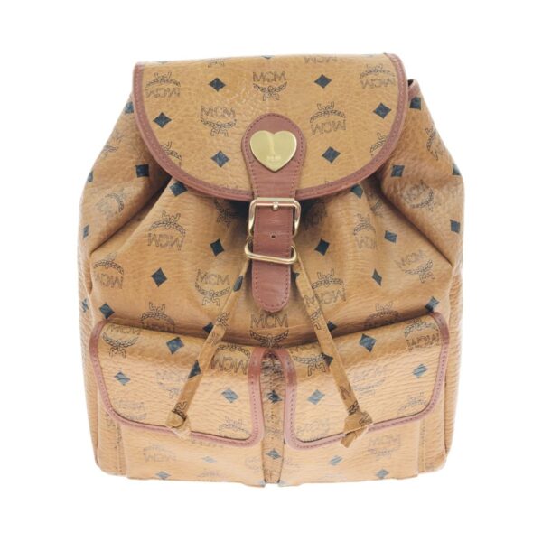 1016003078068 1 MCM Heart Plate Backpack Brown