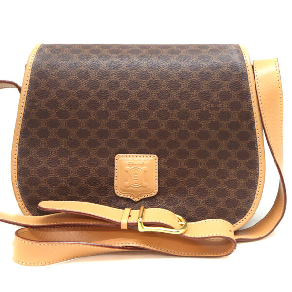 103 1 Celine Macadam Leather Shoulder Bag Brown