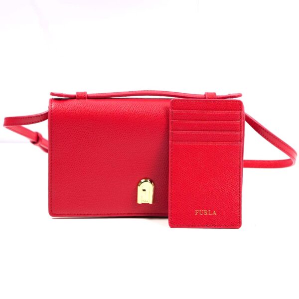 1049064 14 Furla Incanto Leather Shoulder Bag Red