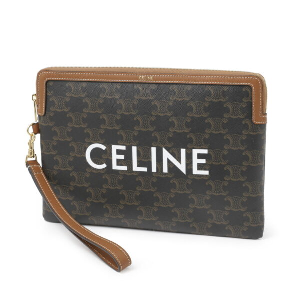 10j50 2bzq 04lu01 Celine Clutch Bag Leather Brown