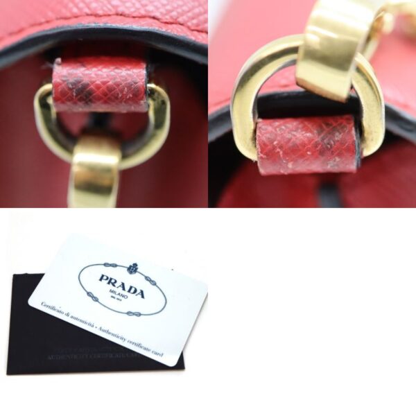 11273 10 Prada Chain Shoulder Bag Leather Red