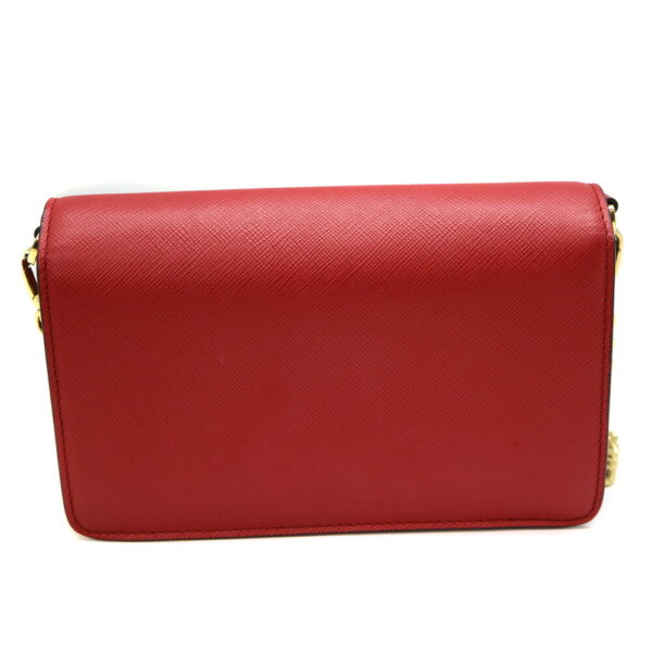 11273 2 Prada Chain Shoulder Bag Leather Red