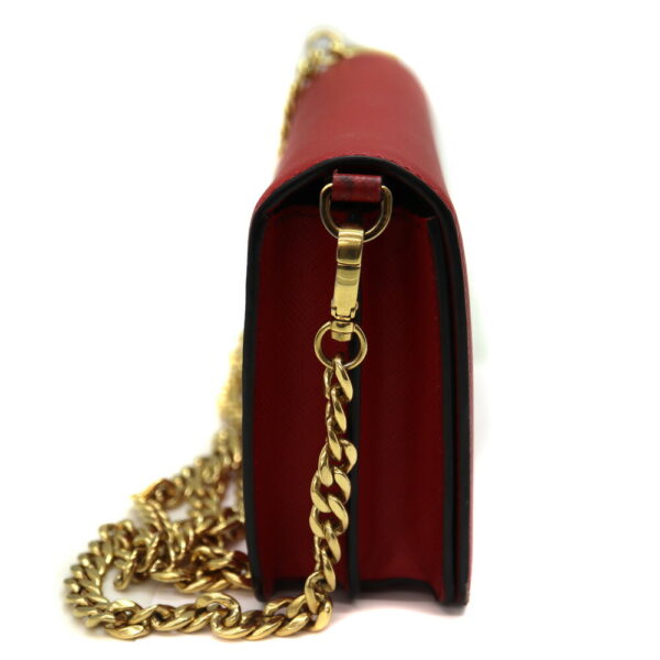 11273 4 Prada Chain Shoulder Bag Leather Red