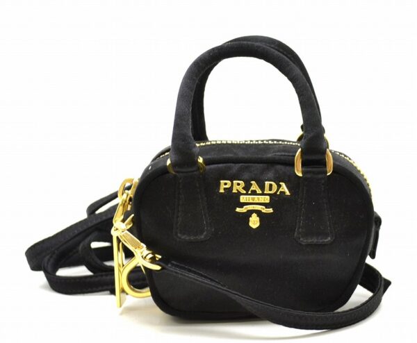 11400821 Prada Pouch 2Way Shoulder Bag Satin Black