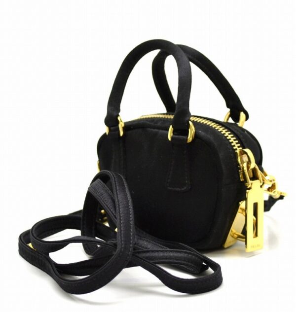 11400821 1 Prada Pouch 2Way Shoulder Bag Satin Black