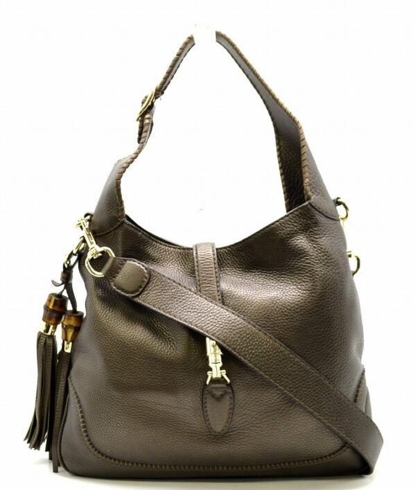 11401109 Gucci Jackie 2WAY Shoulder Bag Metallic Khaki