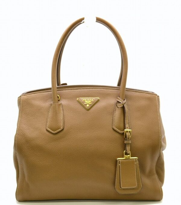 11401449 Prada Vitello Grain Tote Bag Handbag Shoulder Bag Leather Camel