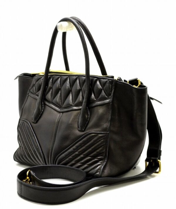 11410141 1 Miu Miu Nappa Biker 2Way Shoulder Bag Lambskin Black