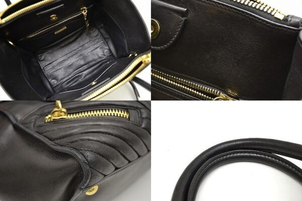 11410141 2 Miu Miu Nappa Biker 2Way Shoulder Bag Lambskin Black