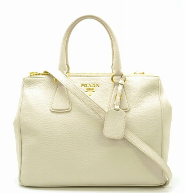 11411460 Prada Vitello Dyno 2Way Handbag Shoulder Bag Leather Off White