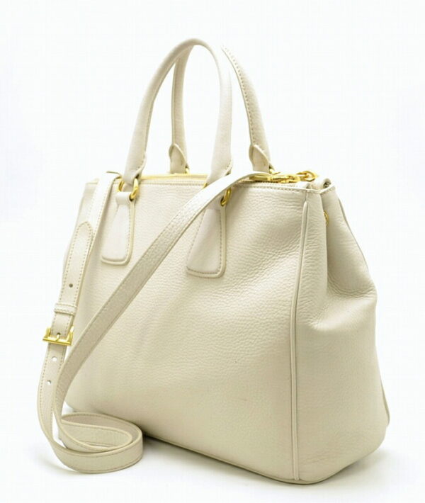 11411460 1 Prada Vitello Dyno 2Way Handbag Shoulder Bag Leather Off White