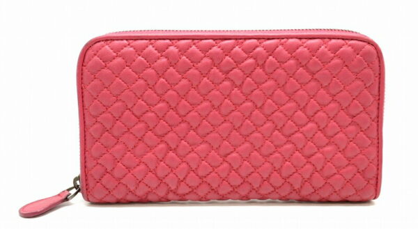 11411462 Bottega Veneta Quilted Calf Wallet Rose Pink