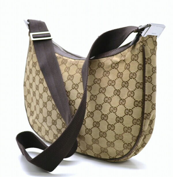 11421288 1 Gucci GG Shoulder Bag Croissant Shape Khaki Beige