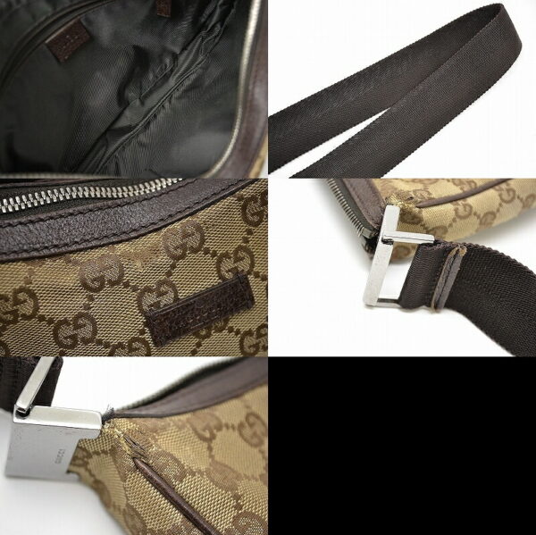 11421288 2 Gucci GG Shoulder Bag Croissant Shape Khaki Beige