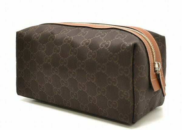 11430597 1 Gucci Guccissima Nylon Cosmetic Pouch Brown