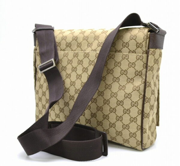 11430731 1 Gucci GG Canvas Shoulder Bag Khaki Beige Brown