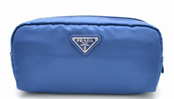 11430873 Prada Nylon Makeup Pouch Cosmetic Pouch Blue Navy