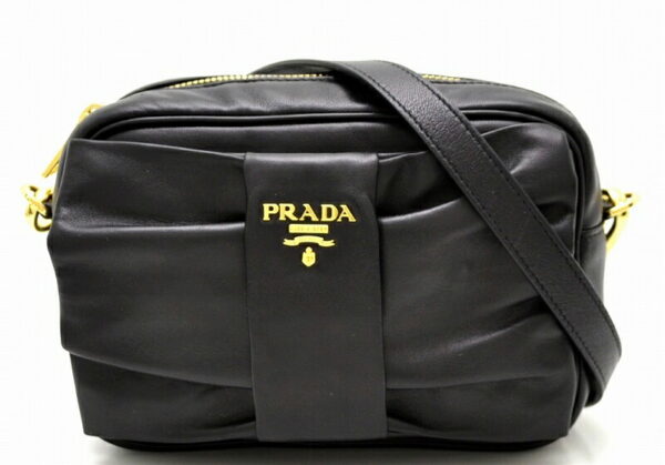 11431066 Prada Nappa Shoulder Bag Pochette Leather Black