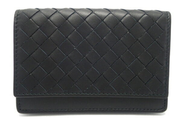 11431311 Bottega Veneta Intrecciato Lambskin Card Case Black