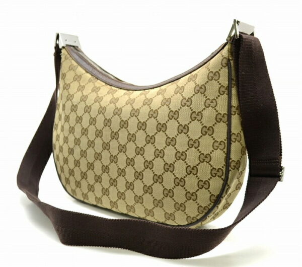 11440636 1 Gucci GG Shoulder Bag Croissant Shape Khaki Beige Brown