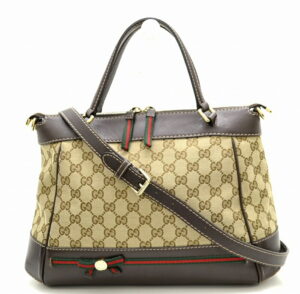 11440660 Gucci GG Pattern Sherry Web Shoulder Bag Beige Brown Multi