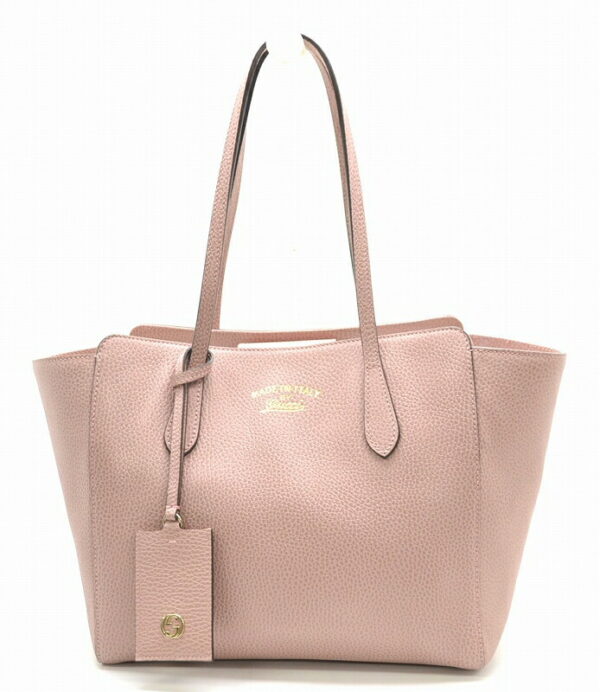 11440898 Gucci Swing Doller Leather Medium Tote Bag Pink