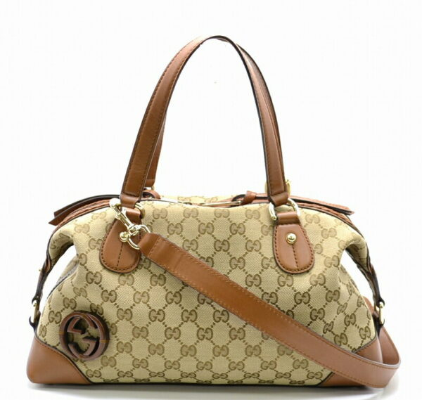 11450924 Gucci GG Canvas Interlocking Handbag 2WAY Bag Brown