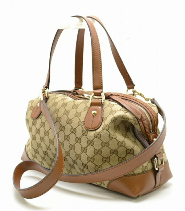 11450924 1 Gucci GG Canvas Interlocking Handbag 2WAY Bag Brown