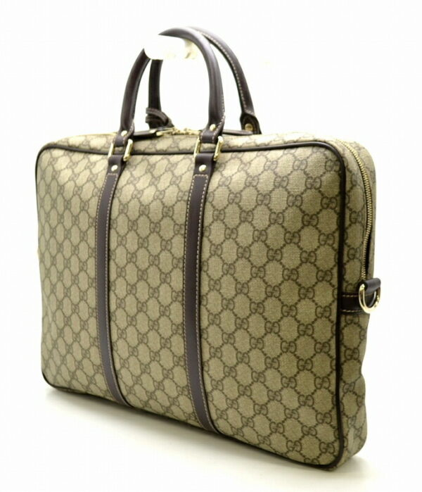 11450929 1 Gucci GG Plus Briefcase Leather Khaki Beige Brown