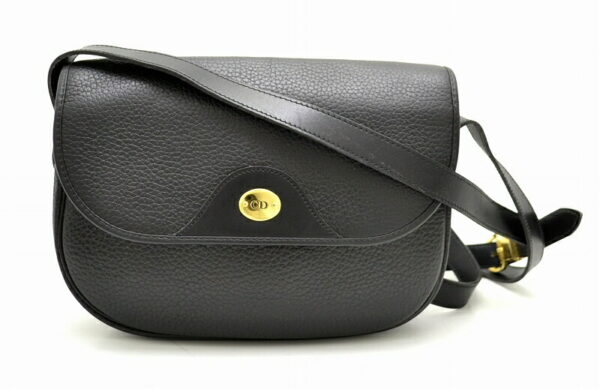 11451140 Christian Dior Shoulder Bag Leather Black