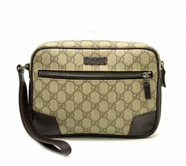 11460171 Gucci GG Supreme Shoulder Bag Clutch Brown