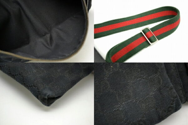 11460447 2 Gucci GG Canvas Body Bag Waist Pouch Black