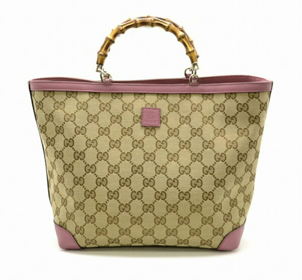 11460517 Gucci GG Bamboo Tote Bag Beige Pink