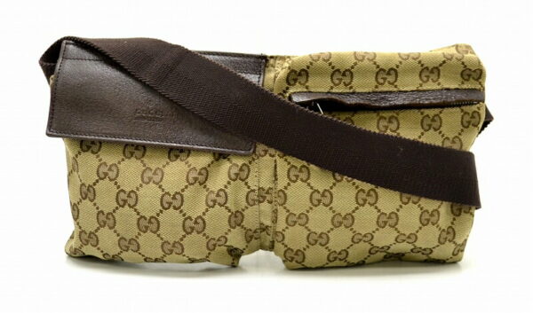 11460588 Gucci GG Canvas Waist Pouch Khaki Beige Brown