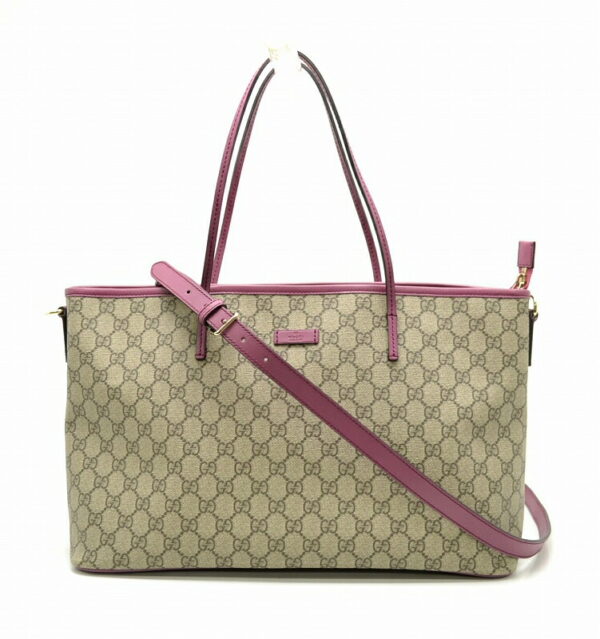 11460621 Gucci GG Supreme Tote Bag 2WAY Khaki Beige Mauve Purple