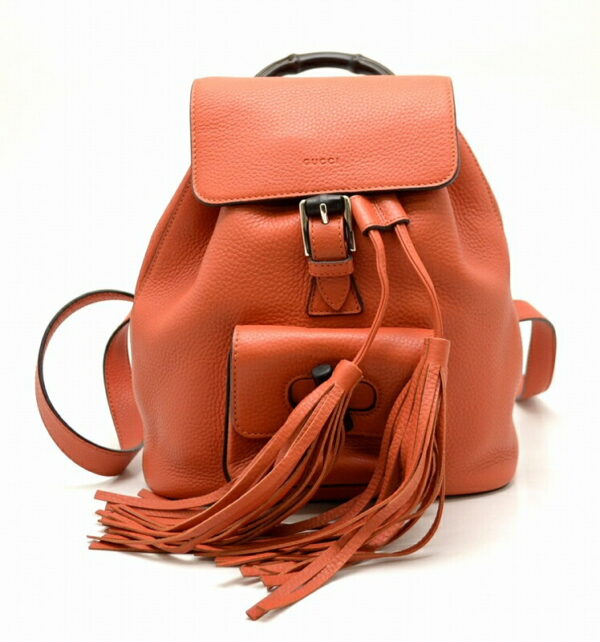 11460782 Gucci Bamboo Rucksack Backpack Orange Black