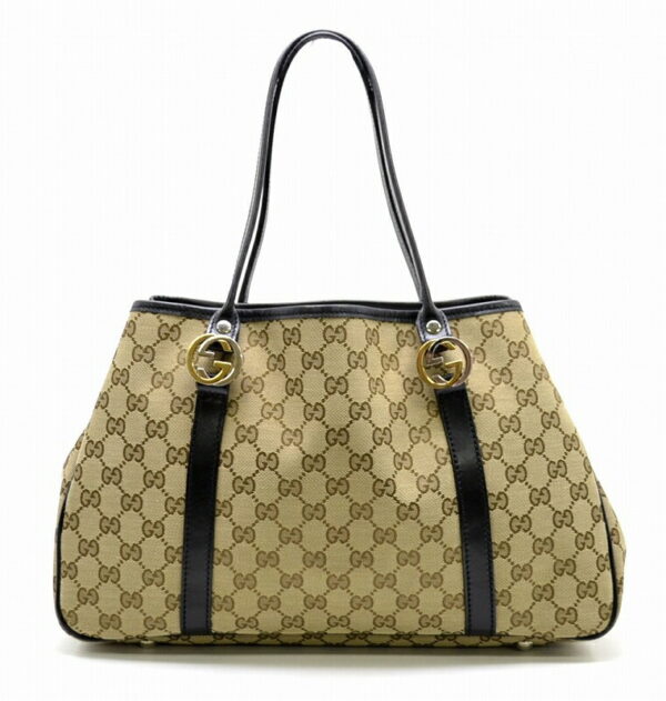 11461266 Gucci GG Handbag Tote Leather Beige Black