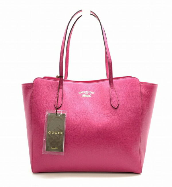 11461544 Gucci Swing Tote Bag Leather Fuchsia Pink