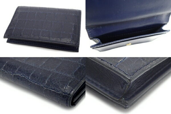 11471192 2 Miu Miu Card Case Business Card Holder Croco Like Leather Blue