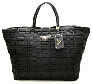 11471395 Prada Quilted 2WAY Nylon Leather Travel Bag Nero Black