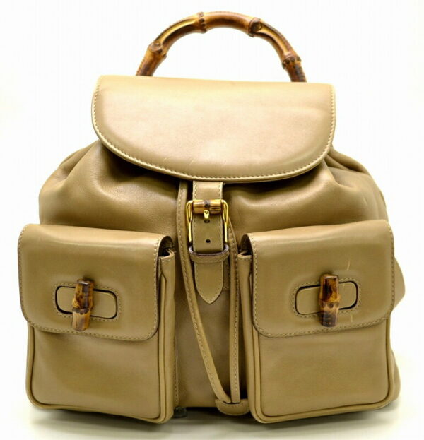 11471505 Gucci Bamboo Rucksack Beige Brown