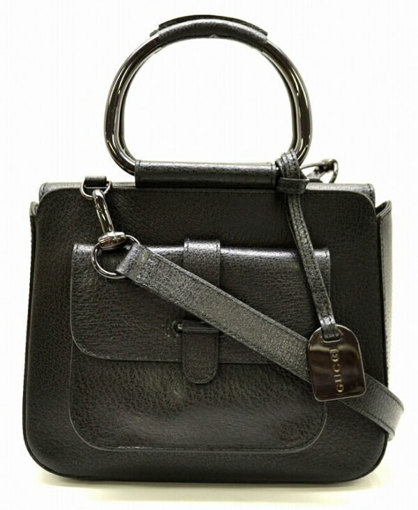 11480722 Gucci Leather Handbag Handle 2WAY Black