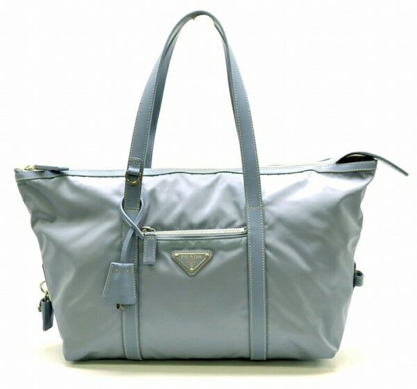 11480770 Prada Nylon Tote Shoulder Bag Blue