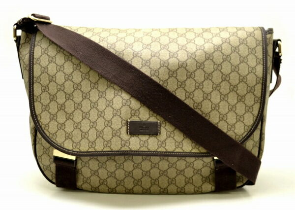 11481169 Gucci GG Plus Messenger Bag Crossbody Khaki Beige Brown