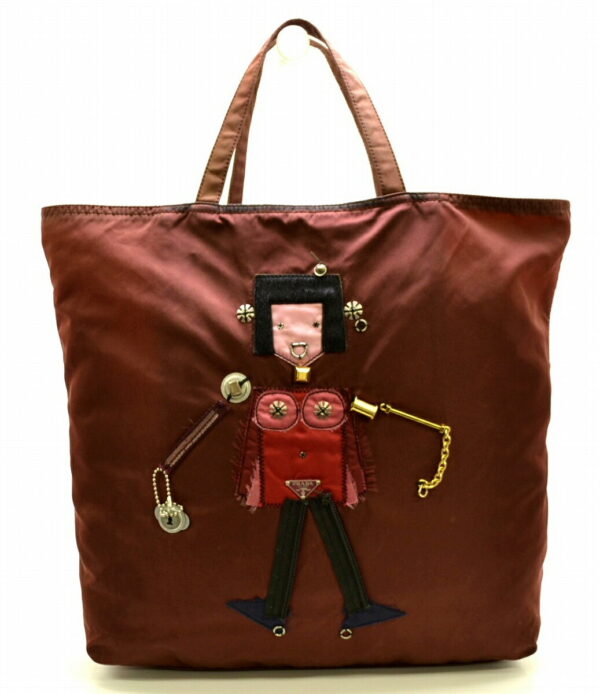 11481250 Prada Robot Series Nylon Patchwork Tote Bag Bordeaux