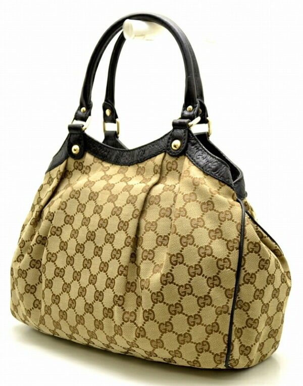 11481289 1 Gucci GG Canvas Sookie Handbag Leather Beige Black