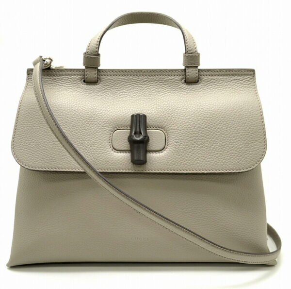 11481299 Gucci Bamboo Daily Medium Top Handle Bag 2WAY Gray