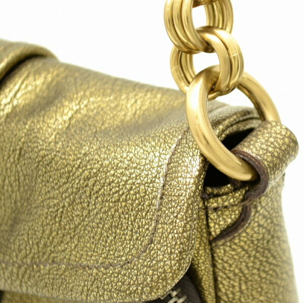 11481334 5 Prada Pocket Silk Metallic Leather Mini Chain Bag Bronze